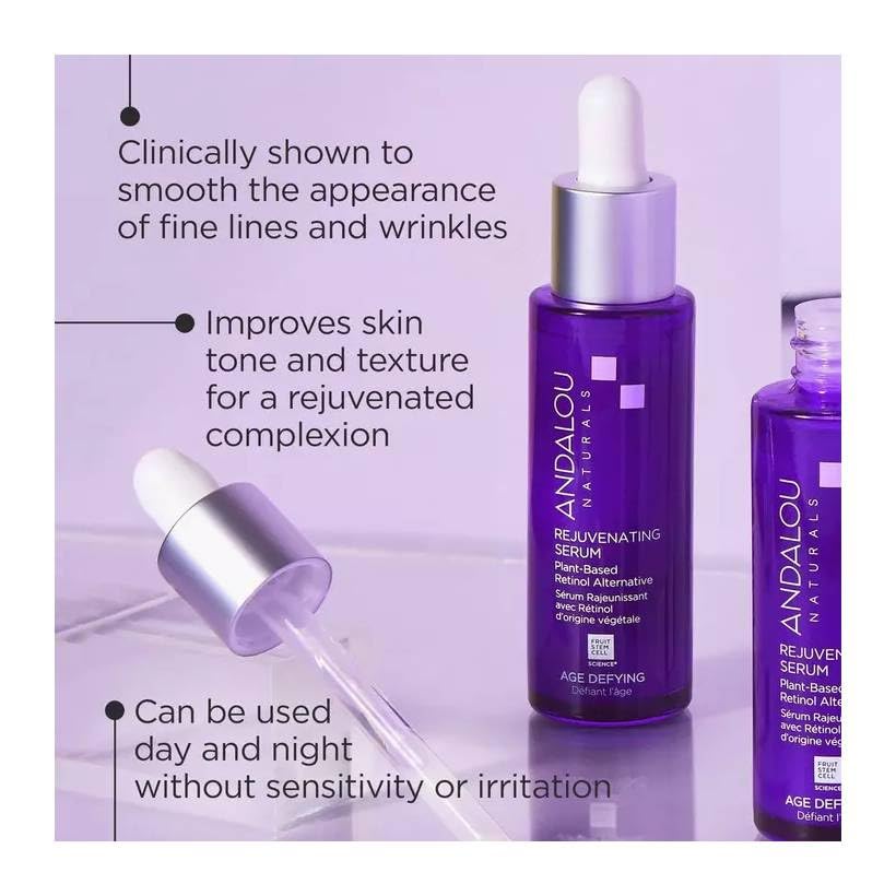Andalou Naturals Rejuvenating Serum with Plant Based Retinol, 1 Oz - [size:1 Fl Oz (Pack of 1)]