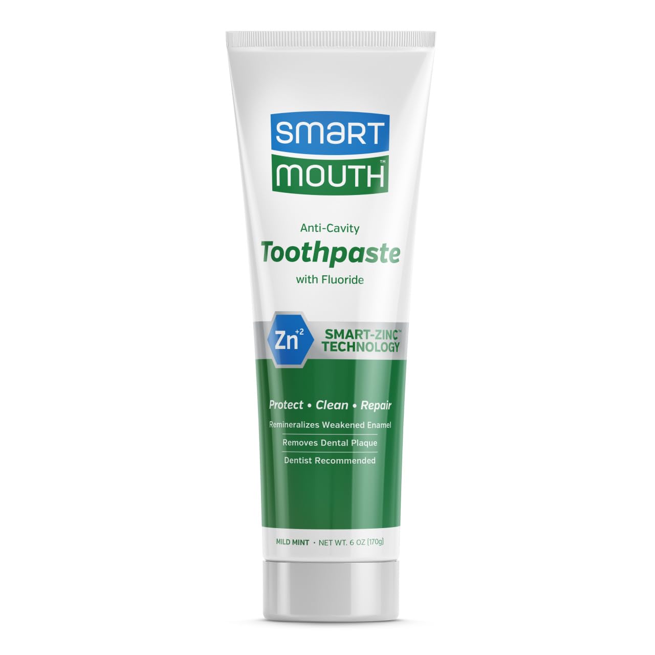 SmartMouth Premium Zinc Ion Toothpaste - Brightening - with Fluoride - Refreshing, Anti-Cavity Toothpaste for Adults - Strengthens Enamel - Mild Mint Flavor, 6 oz (1 Pack)