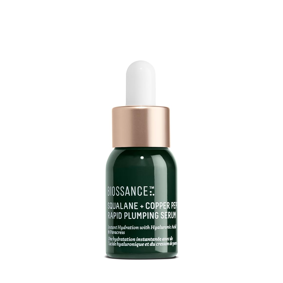 Biossance Squalane + Copper Peptide Rapid Plumping Serum - Face Serum for All Skin Types - Visibly Plumping + Firming Skin, Fine Lines + Wrinkles, Vegan Copper Peptides, Hyaluronic Acid - 0.4oz - [size:Travel Size (0.4 Fl Oz)]