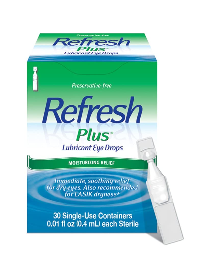 Refresh Plus Lubricant Eye Drops, Preservative Free, Single Use Containers, 30 Count - [size:30 Count (Pack of 1),color:White]