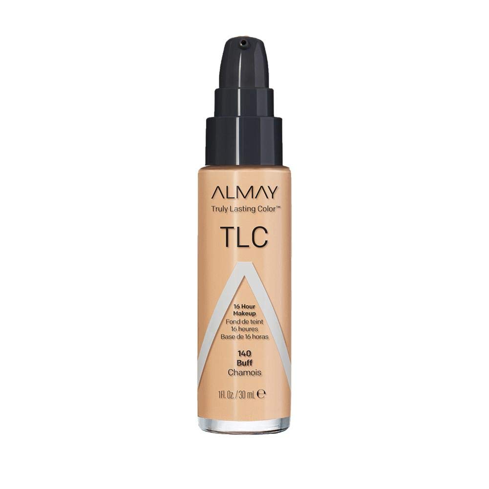 Almay Liquid Foundation, Truly Lasting Color, Long Wearing Natural Finish, Vitamin E and Lemon Extract, Hypoallergenic, Cruelty-Free, Dermatologist Tested, 140 Buff, 1 fl oz - [size:1 Fl Oz (Pack of 1),color:140 Buff]