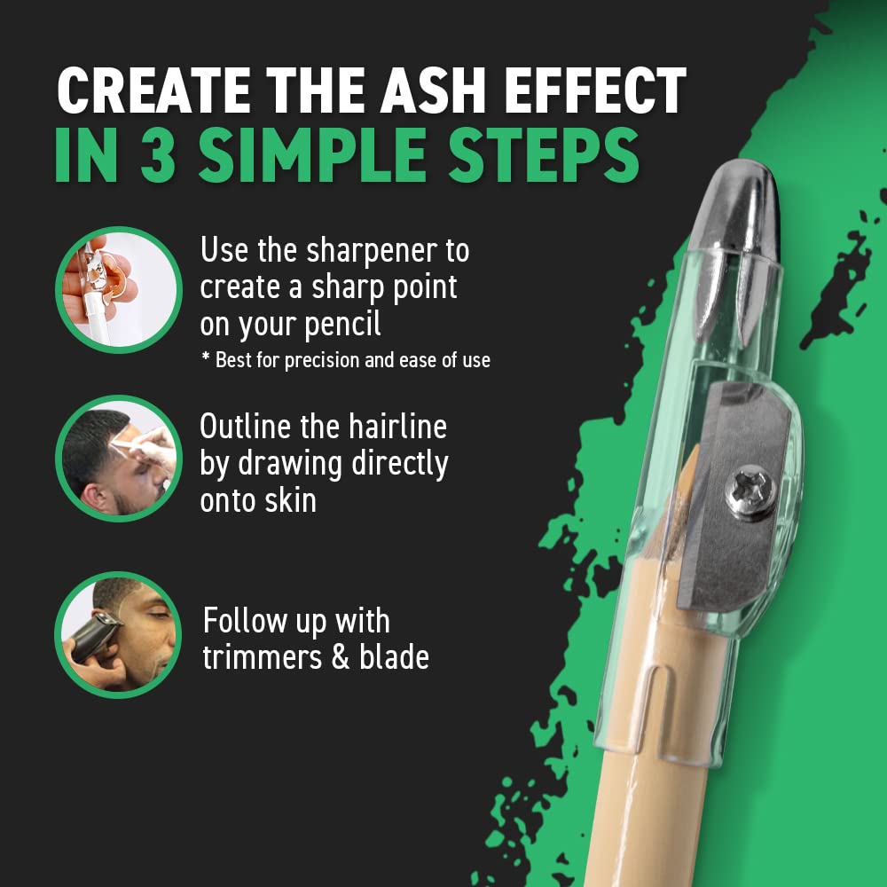 3PCS Tomb45 Precision Barber Pencil, Hairline Beard Trace Guide, Razor Trace with Sharpener - [size:1 Count (Pack of 3),color:White]