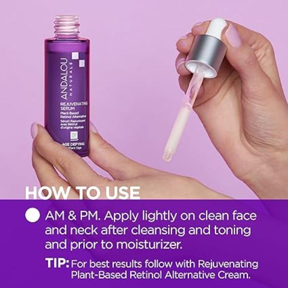 Andalou Naturals Rejuvenating Serum with Plant Based Retinol, 1 Oz - [size:1 Fl Oz (Pack of 1)]