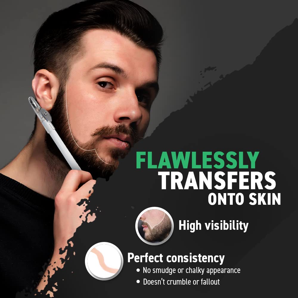 3PCS Tomb45 Precision Barber Pencil, Hairline Beard Trace Guide, Razor Trace with Sharpener - [size:1 Count (Pack of 3),color:White]