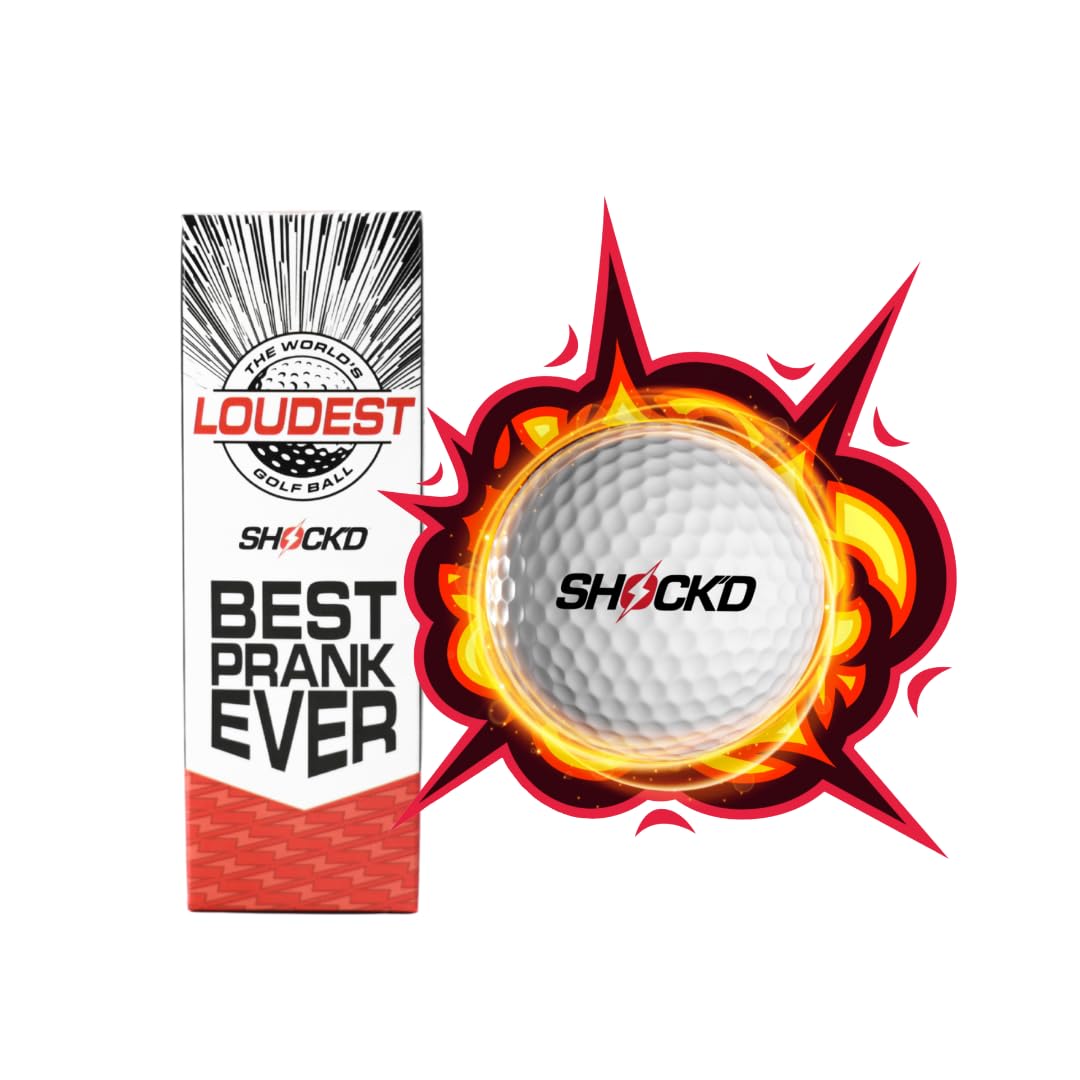 SHOCK'D GOLF BALLS - The World's Loudest Golf Ball - Viral Prank Ball (Sleeve of 3, Novelty) - Red Dot Button - [size:1.68",color:Red Dot Button]