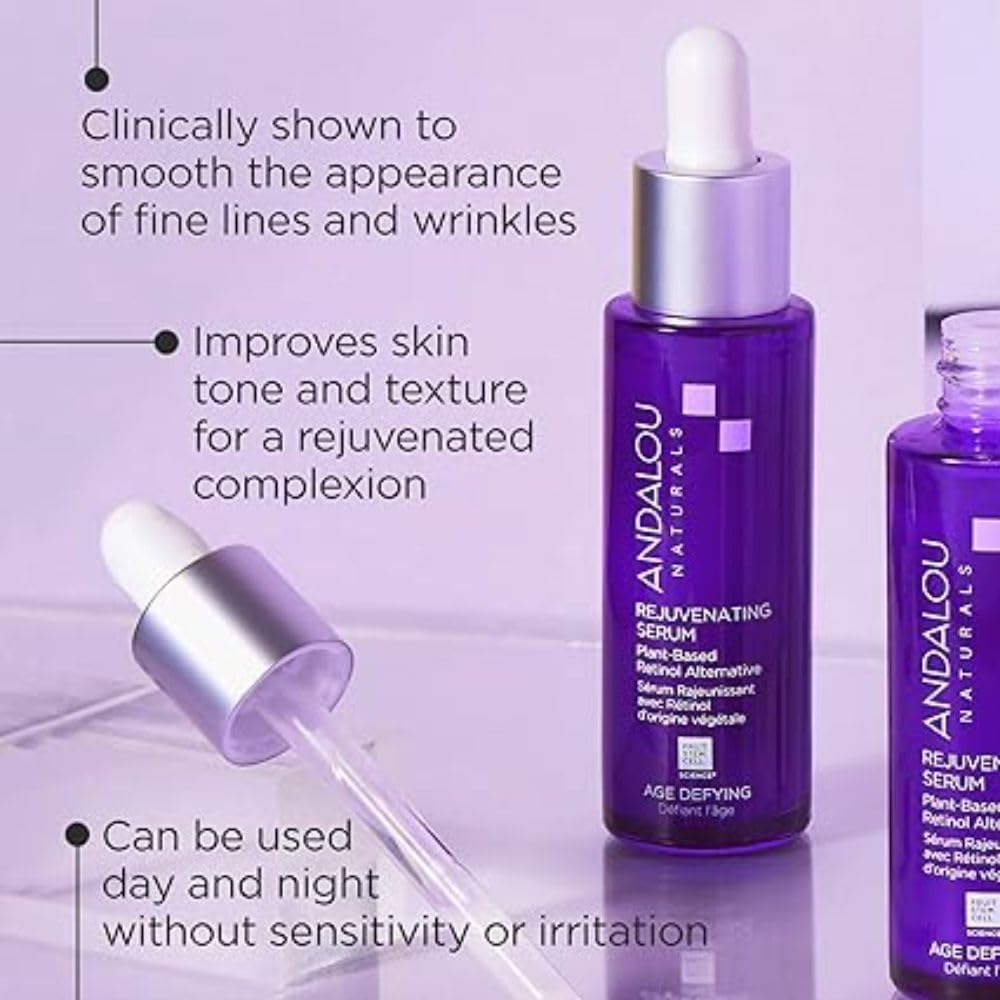 Andalou Naturals Rejuvenating Serum with Plant Based Retinol, 1 Oz - [size:1 Fl Oz (Pack of 1)]