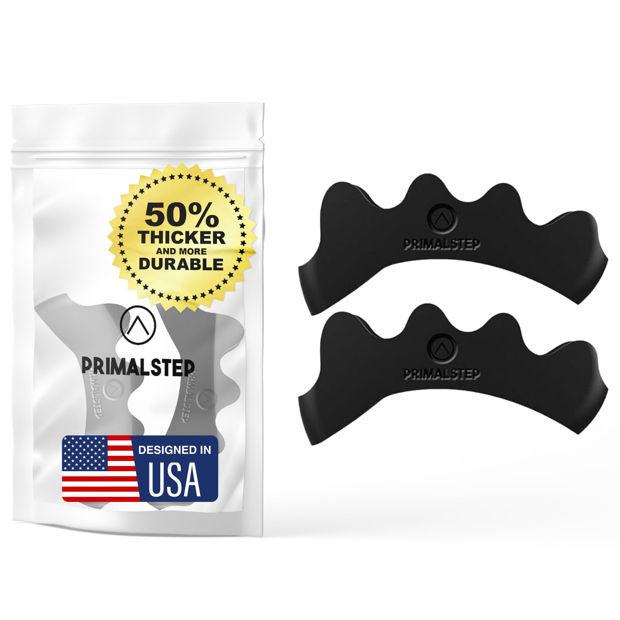 PrimalStep Toe Separators, Spreaders, Spacers, Straightener to Correct Toes for Men and Women, Bunion Corrector, Foot Pain, Plantar Fasciitis, Over 50% Thicker, Large - [size:L,color:Black]