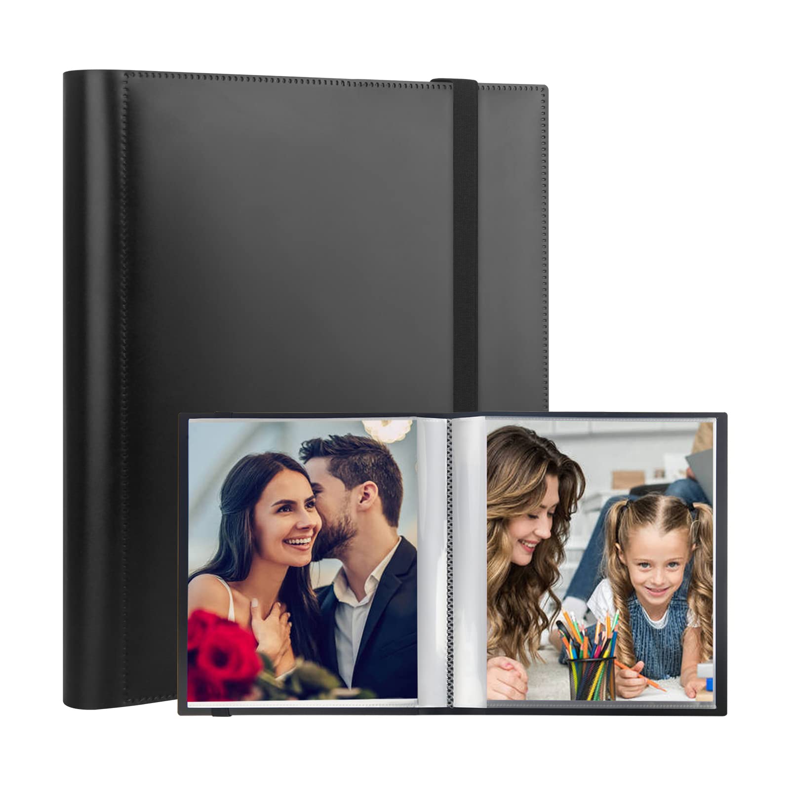 Photo Album 6x8 Photos, 6x8 Photo Album Book Holds 64 Pictures, Art Portfolio Binder for 6 x 8 Pictures, Photo Albums for 6 x 8 Photos, 8x6 Sheet Protector Folder for Photos, Artwork, Drawings (Black) - [size:6x8 inches,color:Black]