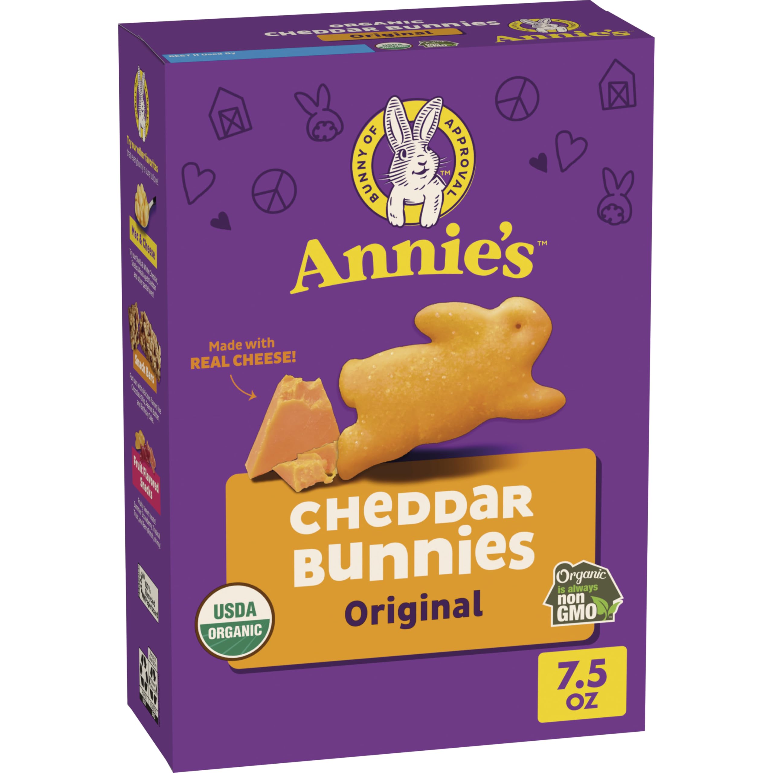 Annie's Organic Cheddar Bunnies Baked Snack Crackers, Original, 7.5 oz - [size:7.5 Ounce (Pack of 1),color:Chedder]