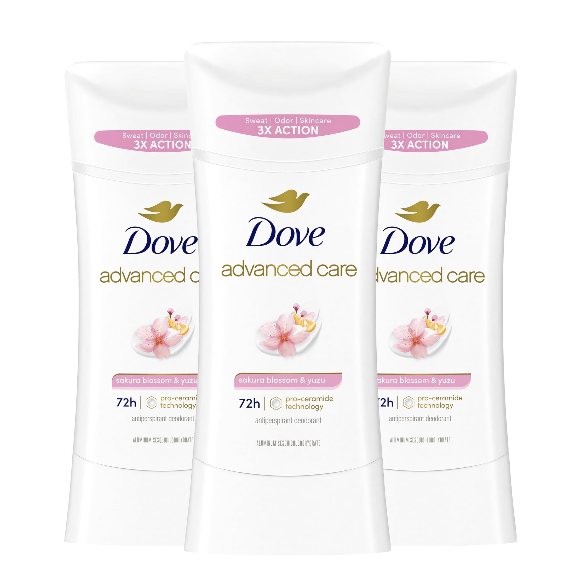Dove Advanced Care Antiperspirant Deodorant for Women Sakura Blossom & Yuzu 3 pack 72 hour sweat and odor protection 2.6 oz - [size:2.6 Ounce (Pack of 3)]