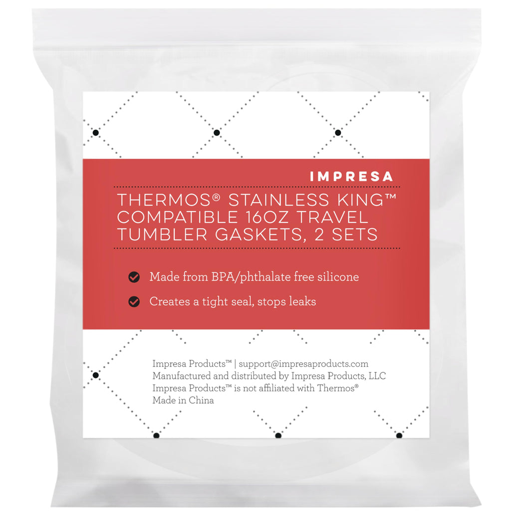 2 Sets of Mug Gaskets/Seals by Impresa Products Compatible With Thermos Stainless King Travel Tumbler - BPA-/Phthalate-/Latex-Free - 2 Full Replacements Per Kit - [size:7 Piece Set,color:White, clear]