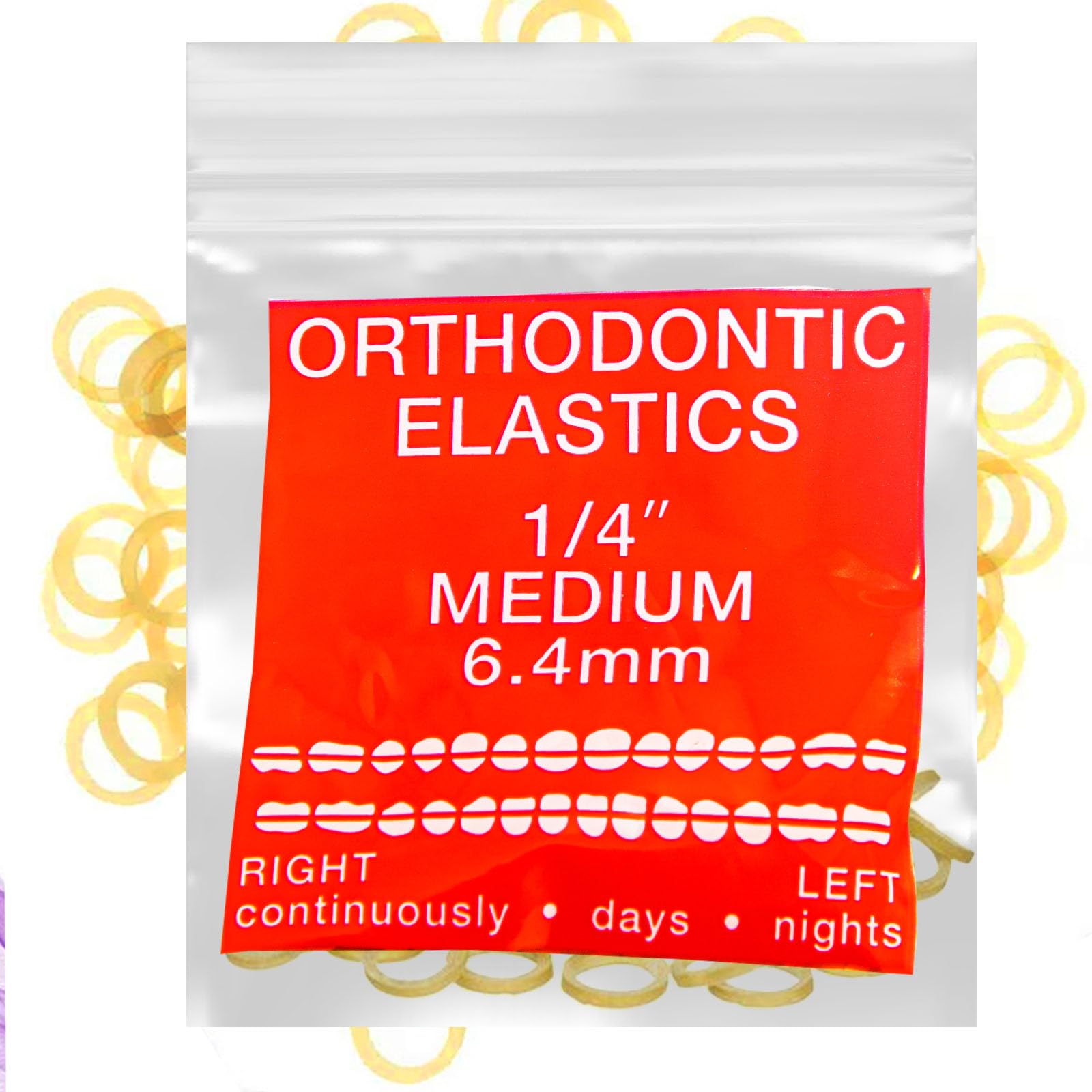 Amber Latex100 counts, Intraoral Elastic Bands Orthodontic Elastics Dental Rubber Bands Made in US Medium 1/4'', Amber Latex - [size:1/4'',color:Medium]