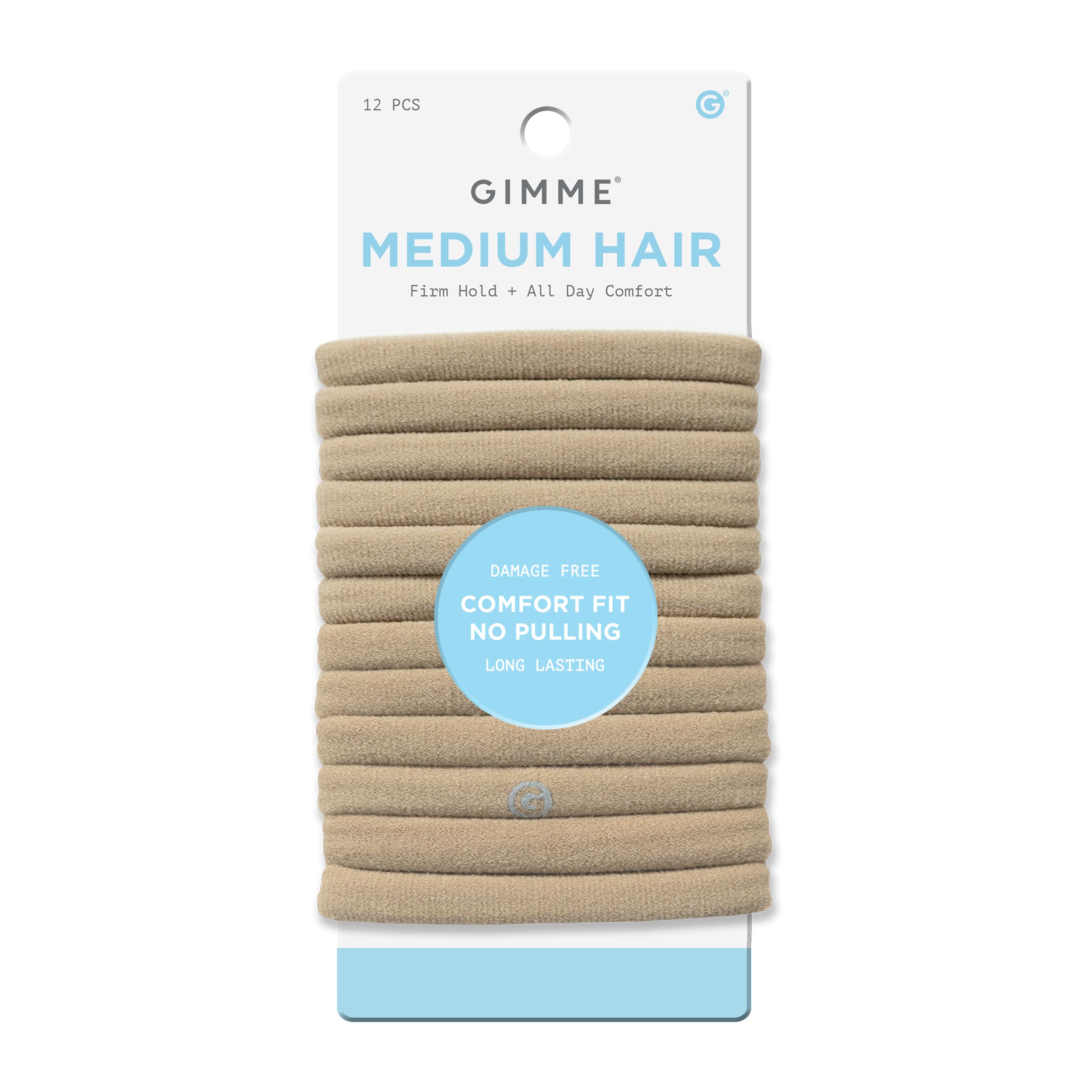 Gimme Beauty Medium Hold Hair Bands - Seamless Nylon & Spandex Ties for All Hair Types - Damage-Free, Comfort Fit Ponytail Holders - No-Crease Elastic Bands for Daily Use - 12 Pack, Blonde - [size:1 Count (Pack of 12),color:Blonde]