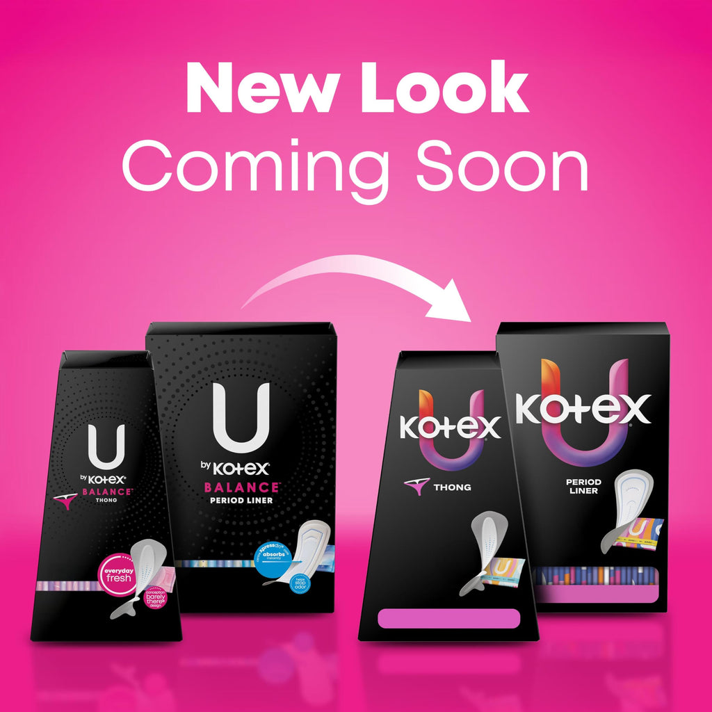 U by Kotex Balance Daily Panty Liners for Thongs, Wrapped, Light Absorbency, Regular Length, 50 Count (Packaging May Vary) - [size:50 Count]