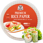 52USA Rice Paper, 1 Pack, 34 Sheets, Gluten-Free Wonton Wrappers, Vegan, Low Carb, Vietnamese Rice Wraps (Round, 22cm) - [size:Pack of 1 (34 Sheets)]