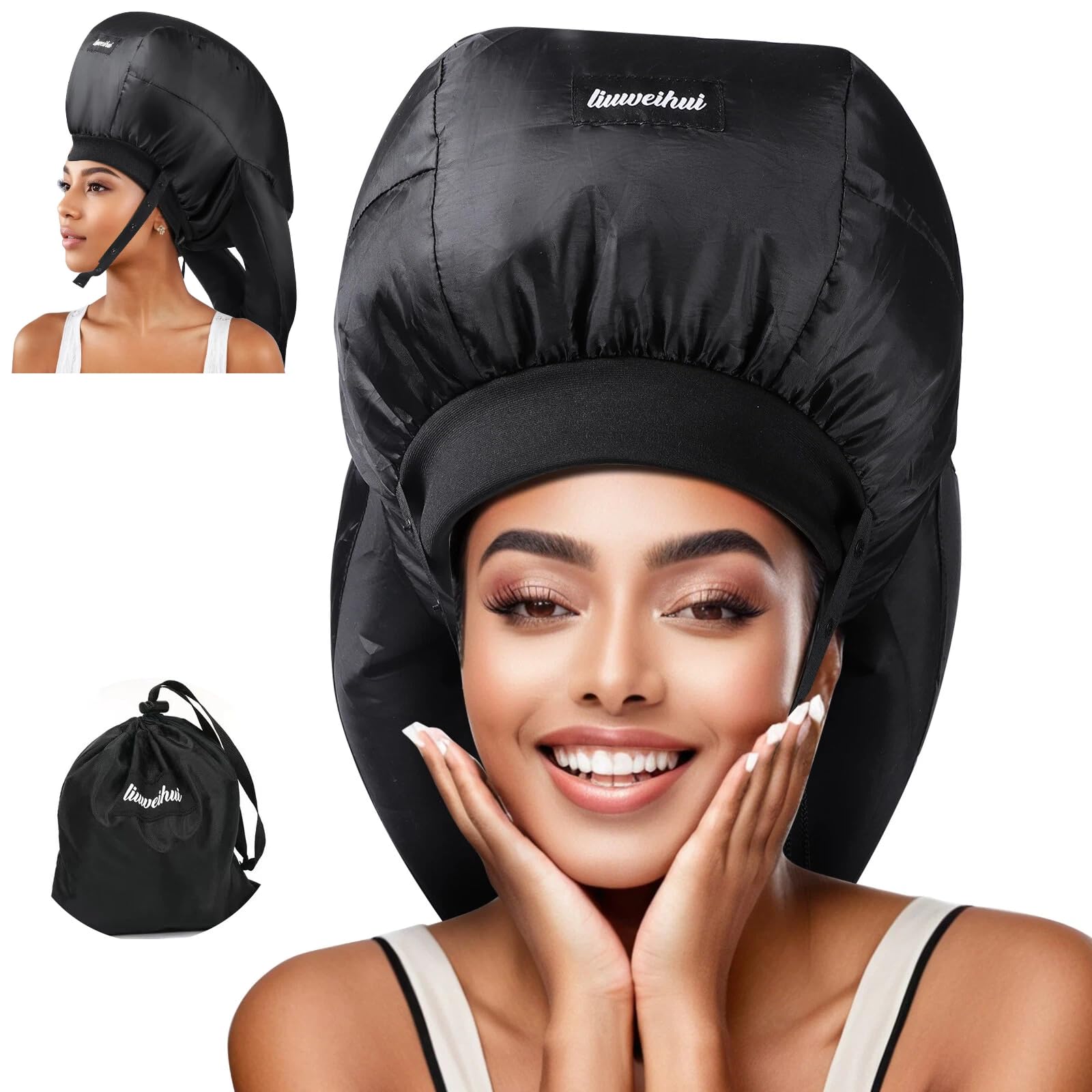 Bonnet Hair Dryer, Ideal Hair Diffuser for Curly Hair， Your Ultimate Solution - Spacious Capacity Blow Dryer Cap for Rapid Styling of Curls - [color:Black]