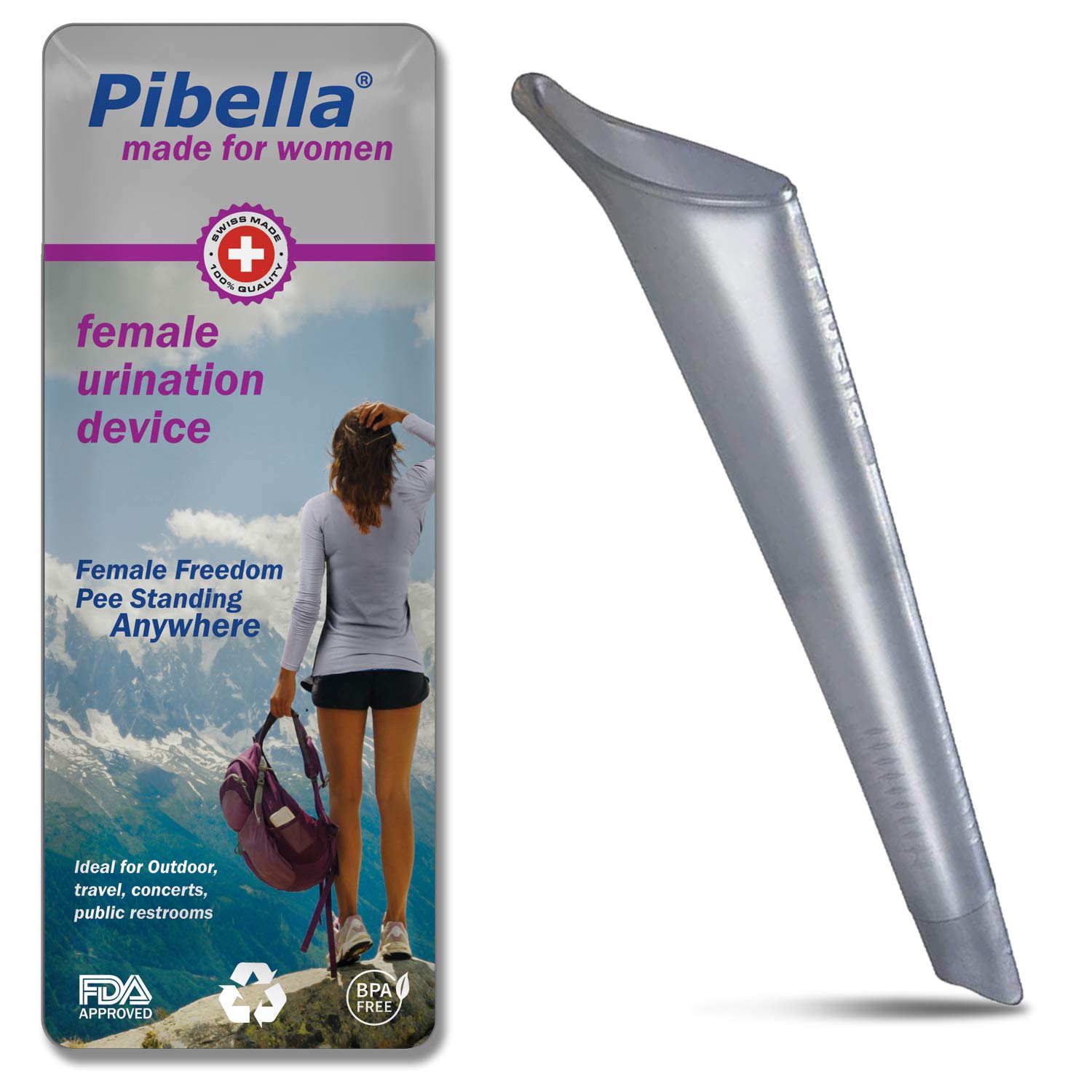 PIBELLA Travel Female Urination Device + Portable Urinals for Women, Camping Hiking, Outdoor Activities & More (Reusable), Pearl - [color:Pearl]