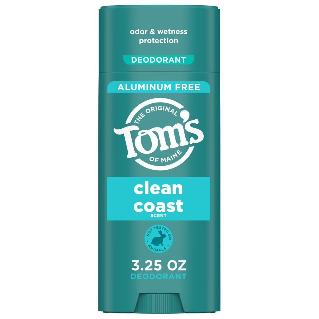 Tom’s of Maine Clean Coast Aluminum Free Natural Deodorant For Women & Men | Goes on Clear | Odor & Wetness Protection | Naturally Derived and Moisture-Locking Ingredients | 3.25 oz - [size:3.25 Ounce (Pack of 1)]