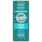 Tom’s of Maine Clean Coast Aluminum Free Natural Deodorant For Women & Men | Goes on Clear | Odor & Wetness Protection | Naturally Derived and Moisture-Locking Ingredients | 3.25 oz - [size:3.25 Ounce (Pack of 1)]