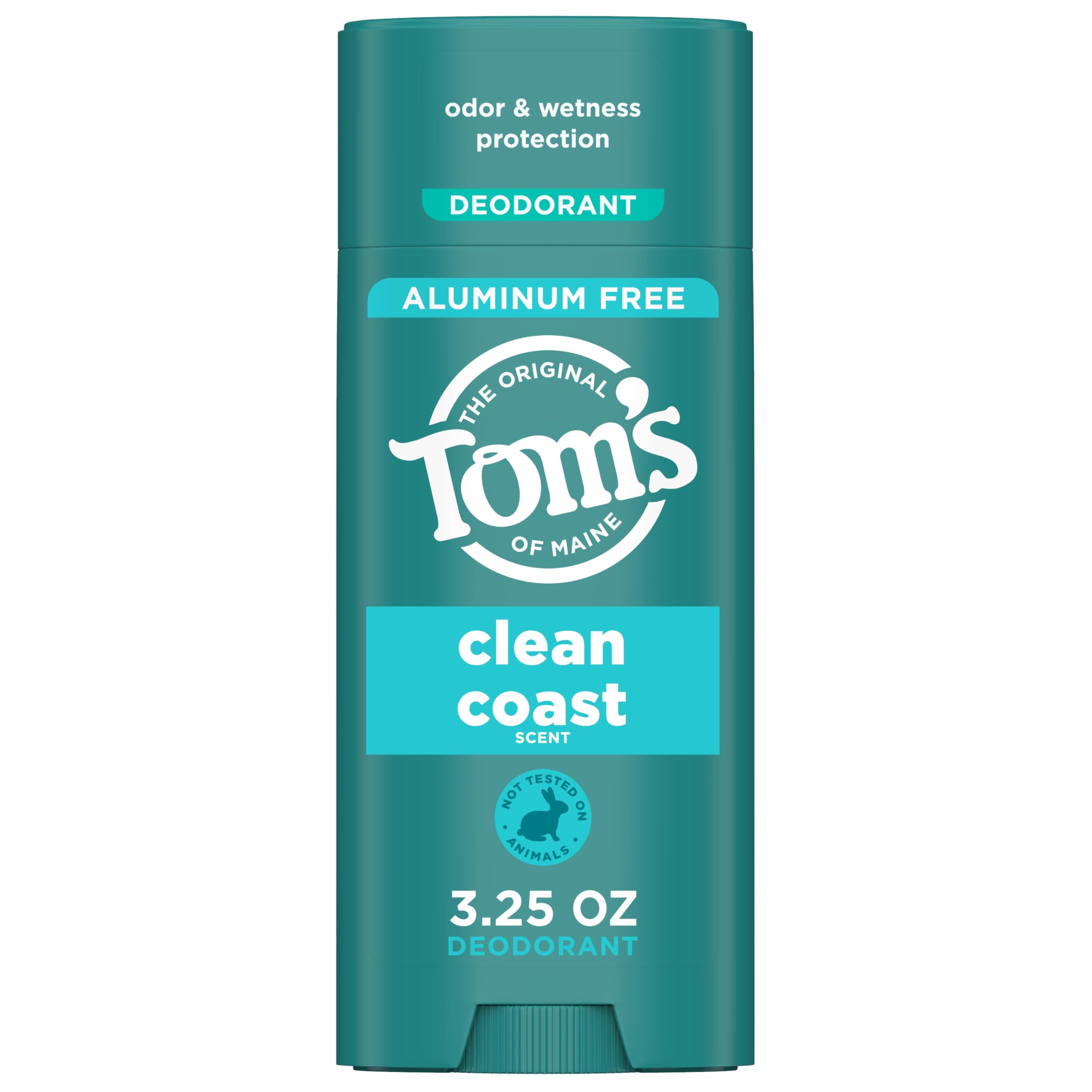 Tom’s of Maine Clean Coast Aluminum Free Natural Deodorant For Women & Men | Goes on Clear | Odor & Wetness Protection | Naturally Derived and Moisture-Locking Ingredients | 3.25 oz - [size:3.25 Ounce (Pack of 1)]