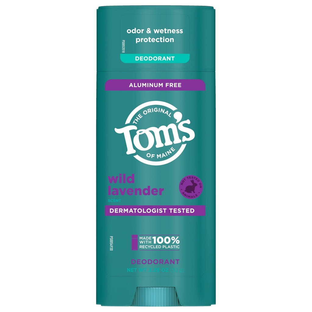 Tom’s of Maine Wild Lavender Aluminum Free Natural Deodorant For Women & Men | Goes on Clear | Odor & Wetness Protection | Naturally Derived and Moisture-Locking Ingredients | 3.25 oz - [size:3.25 Ounce (Pack of 1)]
