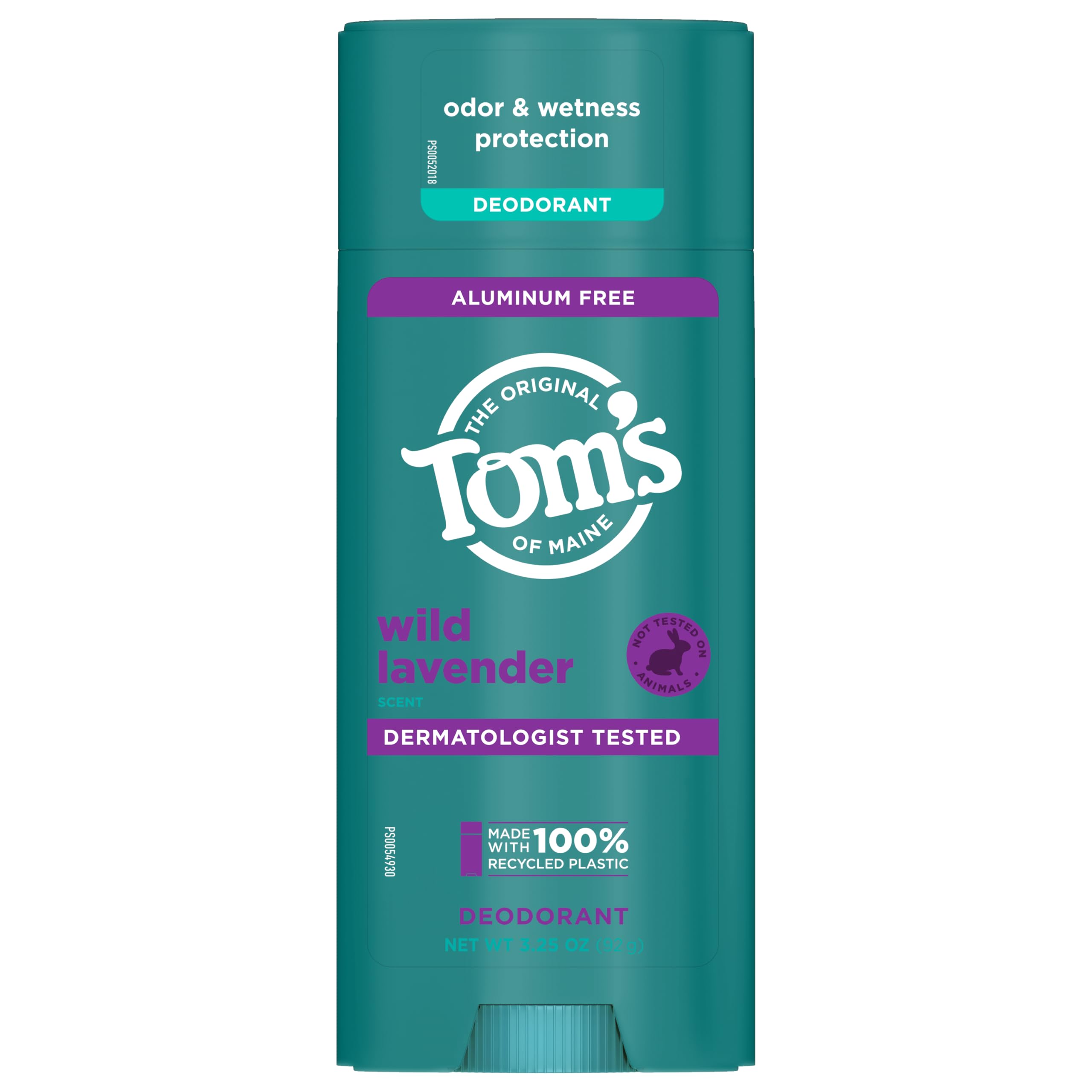 Tom’s of Maine Wild Lavender Aluminum Free Natural Deodorant For Women & Men | Goes on Clear | Odor & Wetness Protection | Naturally Derived and Moisture-Locking Ingredients | 3.25 oz - [size:3.25 Ounce (Pack of 1)]