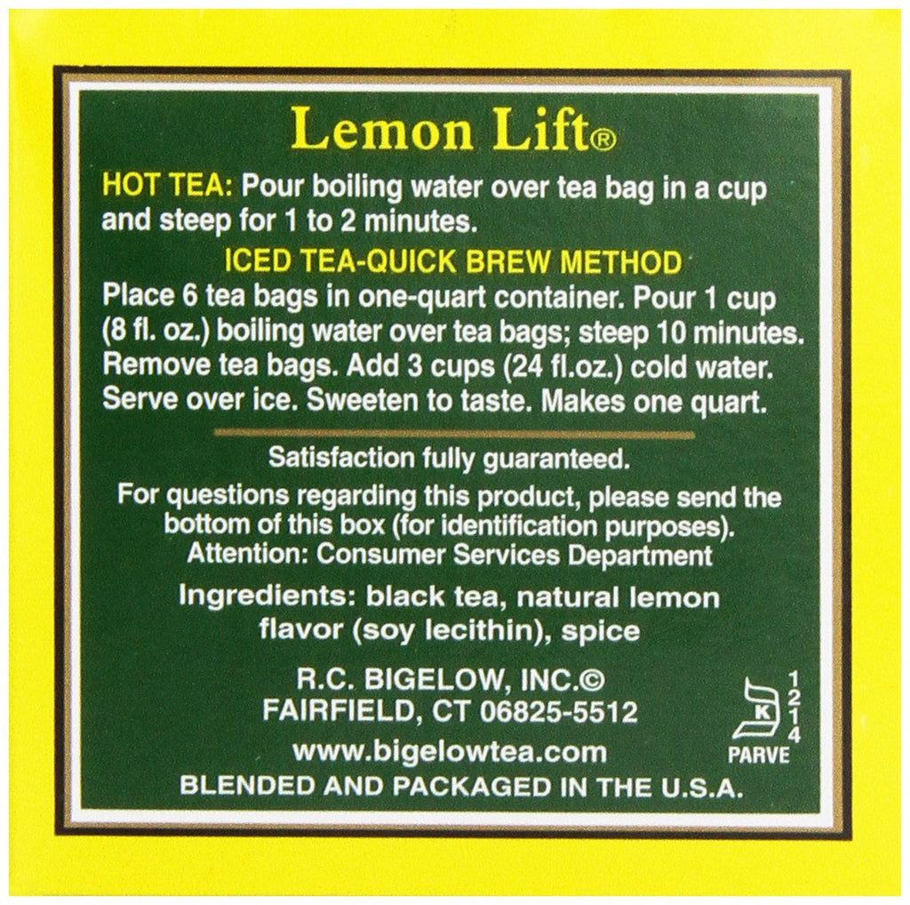 Bigelow, Black Tea, Lemon Lift, 20 Tea Bags, 1.37 oz (38 g) - [size:20 Count (Pack of 1)]