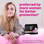 U by Kotex Balance Ultra Thin Pads with Wings, Heavy Absorbency, 46 Count (Packaging May Vary) - [size:Heavy Absorbency]