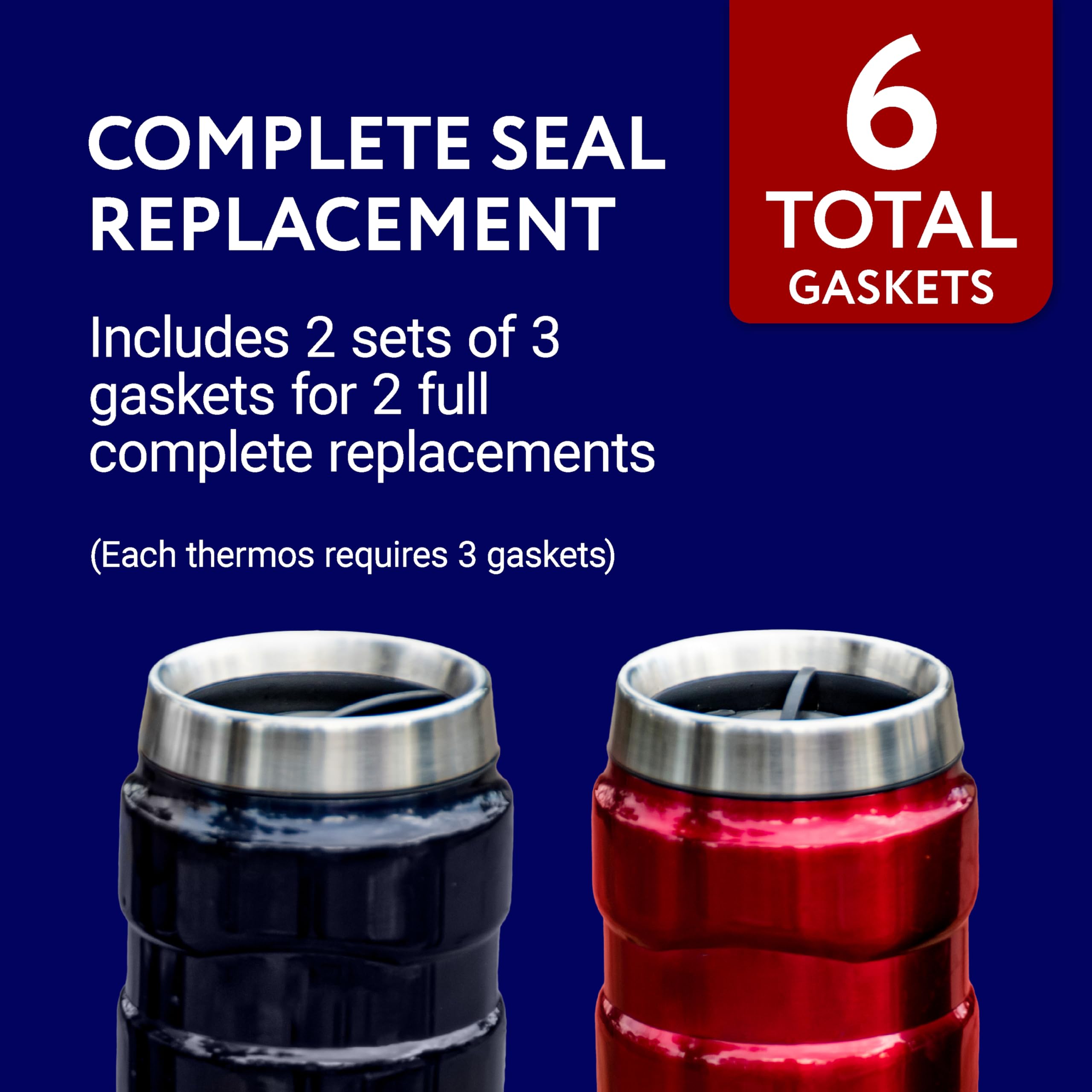 2 Sets of Mug Gaskets/Seals by Impresa Products Compatible With Thermos Stainless King Travel Tumbler - BPA-/Phthalate-/Latex-Free - 2 Full Replacements Per Kit - [size:7 Piece Set,color:White, clear]