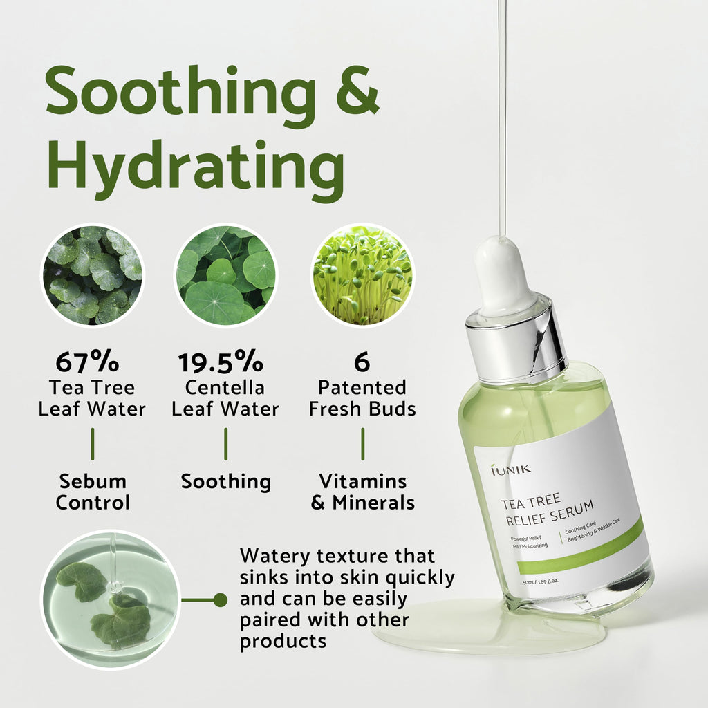 iUNIK Centella Edition Skincare Set (Cream 2.02 fl.oz. & Mini Serum 0.51 fl.oz.) - Centella Asiatica and Tea Tree Leaf Waters to Soothe, Calm, Moisturize, and Protect the Skin - [size:2 Piece Set]