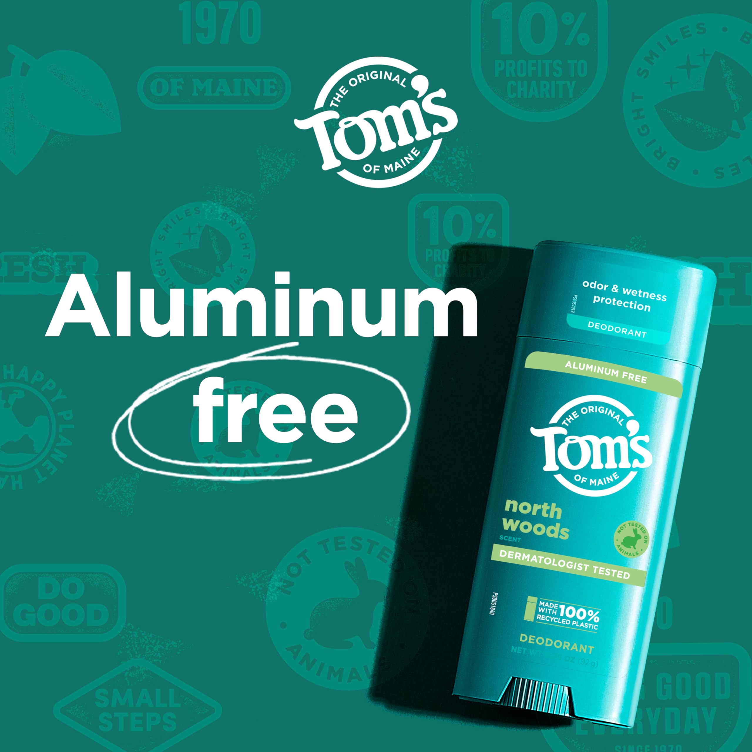 Tom’s of Maine North Woods Aluminum Free Natural Deodorant For Women & Men | Goes on Clear | Odor & Wetness Protection | Naturally Derived and Moisture-Locking Ingredients | 3.25 oz - [size:3.25 Ounce (Pack of 1)]