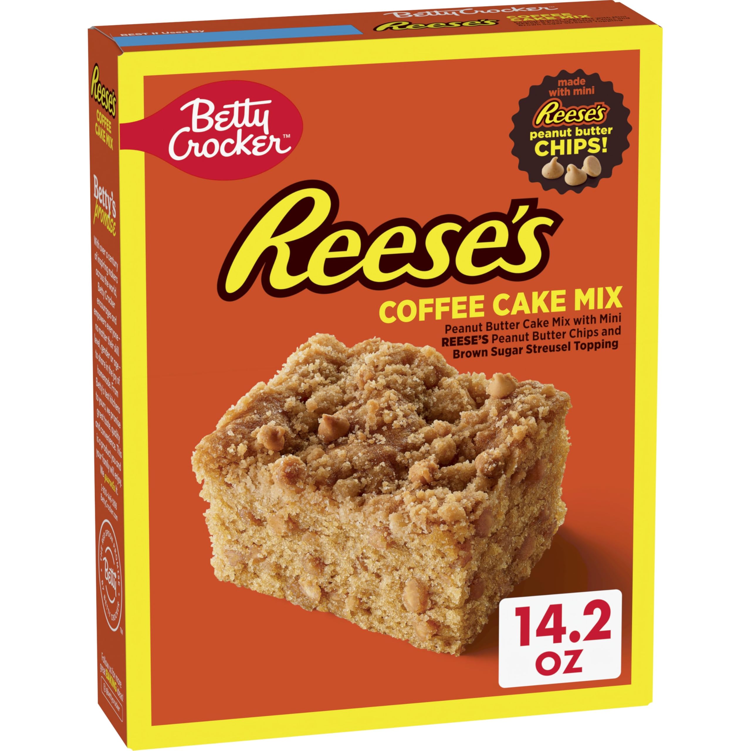 Betty Crocker REESE'S Peanut Butter Coffee Cake Mix, Made with REESE's Mini Peanut Butter Chips, Holiday Baking, 14.2 oz - [size:14.2 Ounce (Pack of 1)]