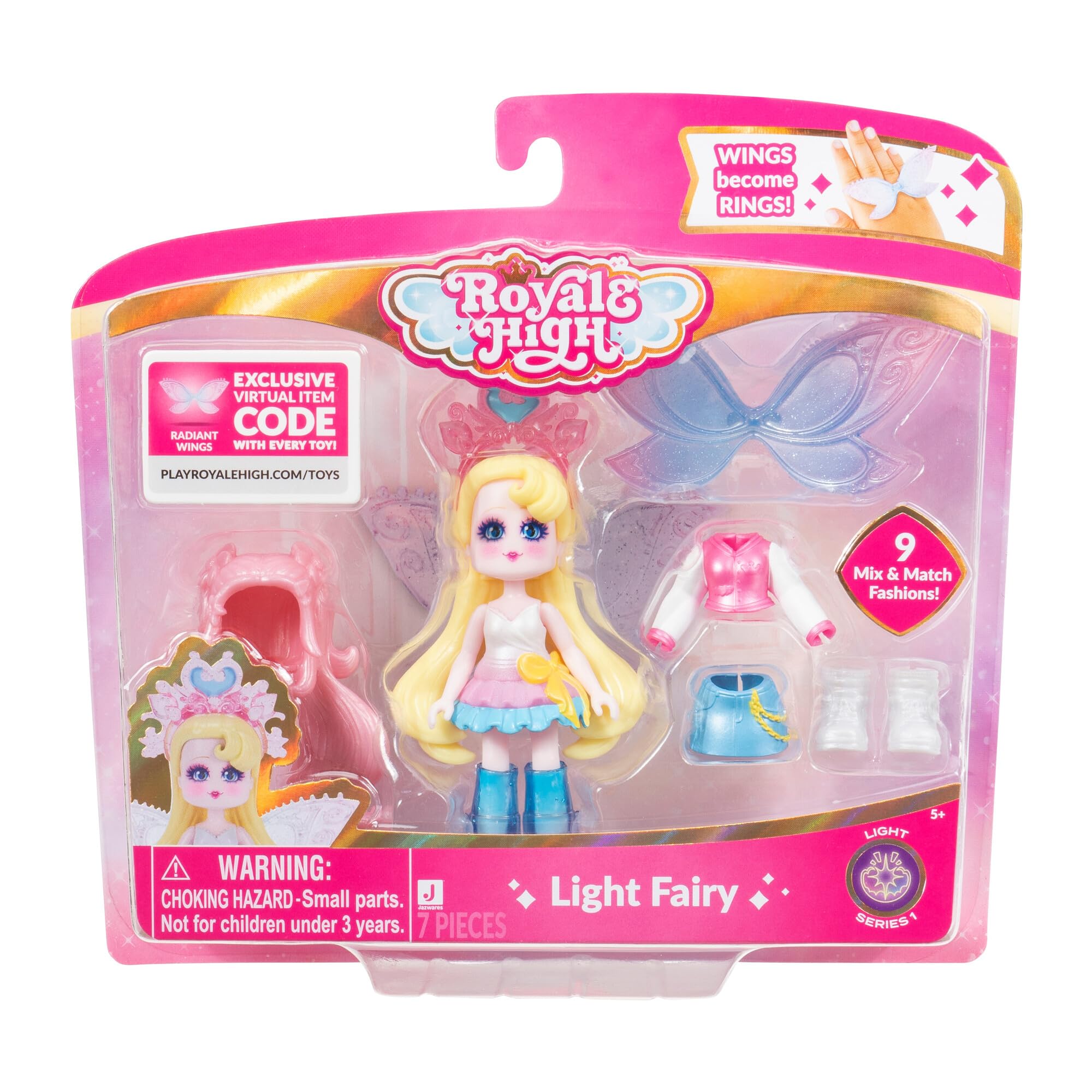 Royale High 3” Light Fairy Fashion Doll - 1 Figure with 9 Fashion Accessories - Virtual Item Code Included - Series 1 - Ages 5+ - [size:フリーサイズ,color:Light Fairy]