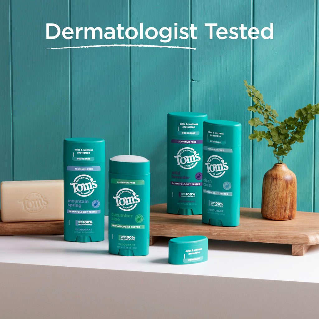 Tom’s of Maine Clean Coast Aluminum Free Natural Deodorant For Women & Men | Goes on Clear | Odor & Wetness Protection | Naturally Derived and Moisture-Locking Ingredients | 3.25 oz - [size:3.25 Ounce (Pack of 1)]