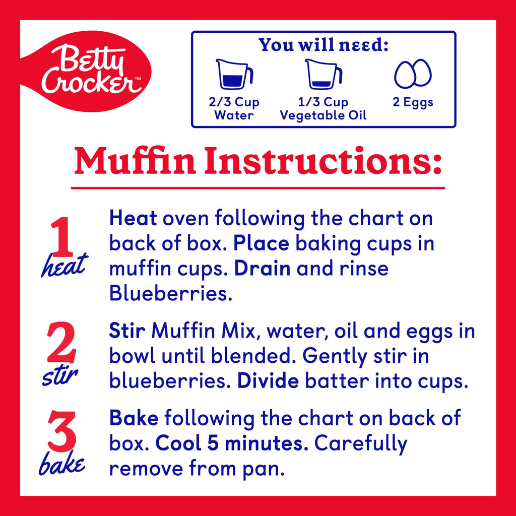 Betty Crocker Wild Blueberry Muffin and Quick Bread Mix, Wild Maine Blueberries Inside, 16.9 oz - [size:16.9 ounce (Pack of 1)]