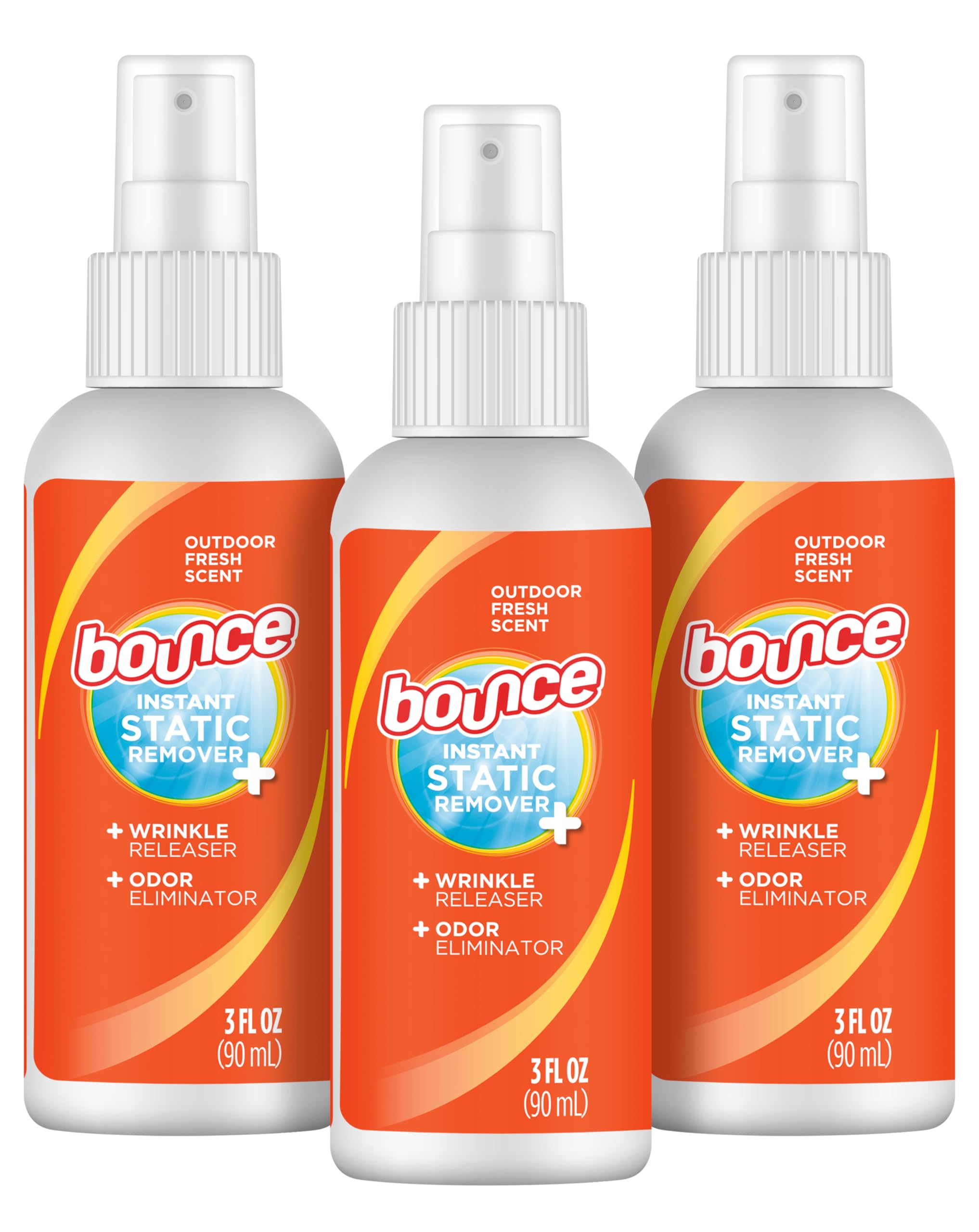 Bounce Anti Static Spray, 3 in 1 Instant Anti Static Spray & Instant Wrinkle Release, Odor Eliminator & Fabric Refresher, Travel Size (3 Oz,Pack of 3) - [size:3 Ounce (Pack of 3)]
