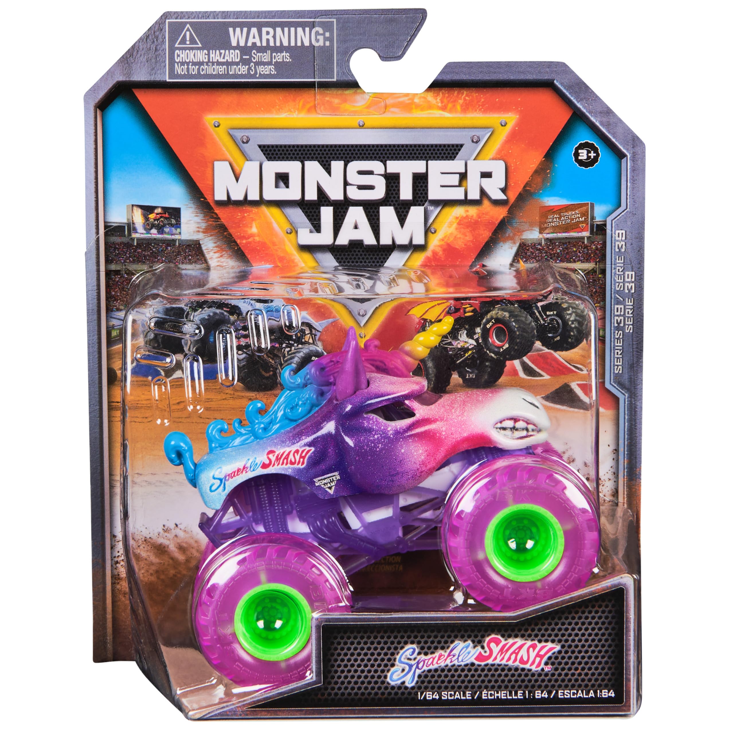 Monster Jam, Official Sparkle Smash Monster Truck, Die-Cast Vehicle, 1:64 Scale, Kids Toys for Boys Ages 3 and up - [size:1,color:Multicolor]