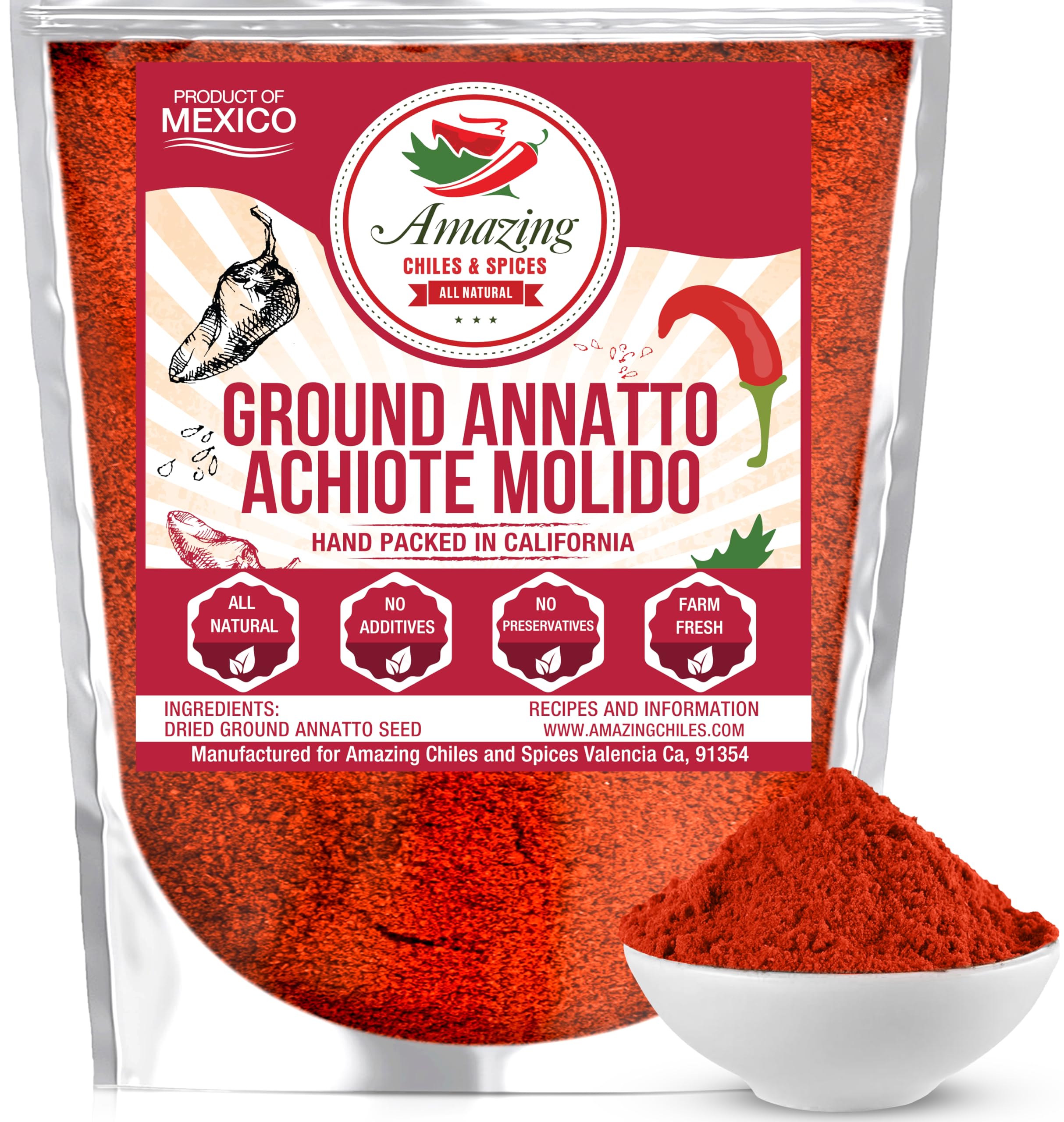 Achiote Powder – Ground Annatto Seeds 4oz Great for Adding Color and Mild Flavor in Soup, Stews, Meats and Mexican Recipes - [size:4 Ounce (Pack of 1)]