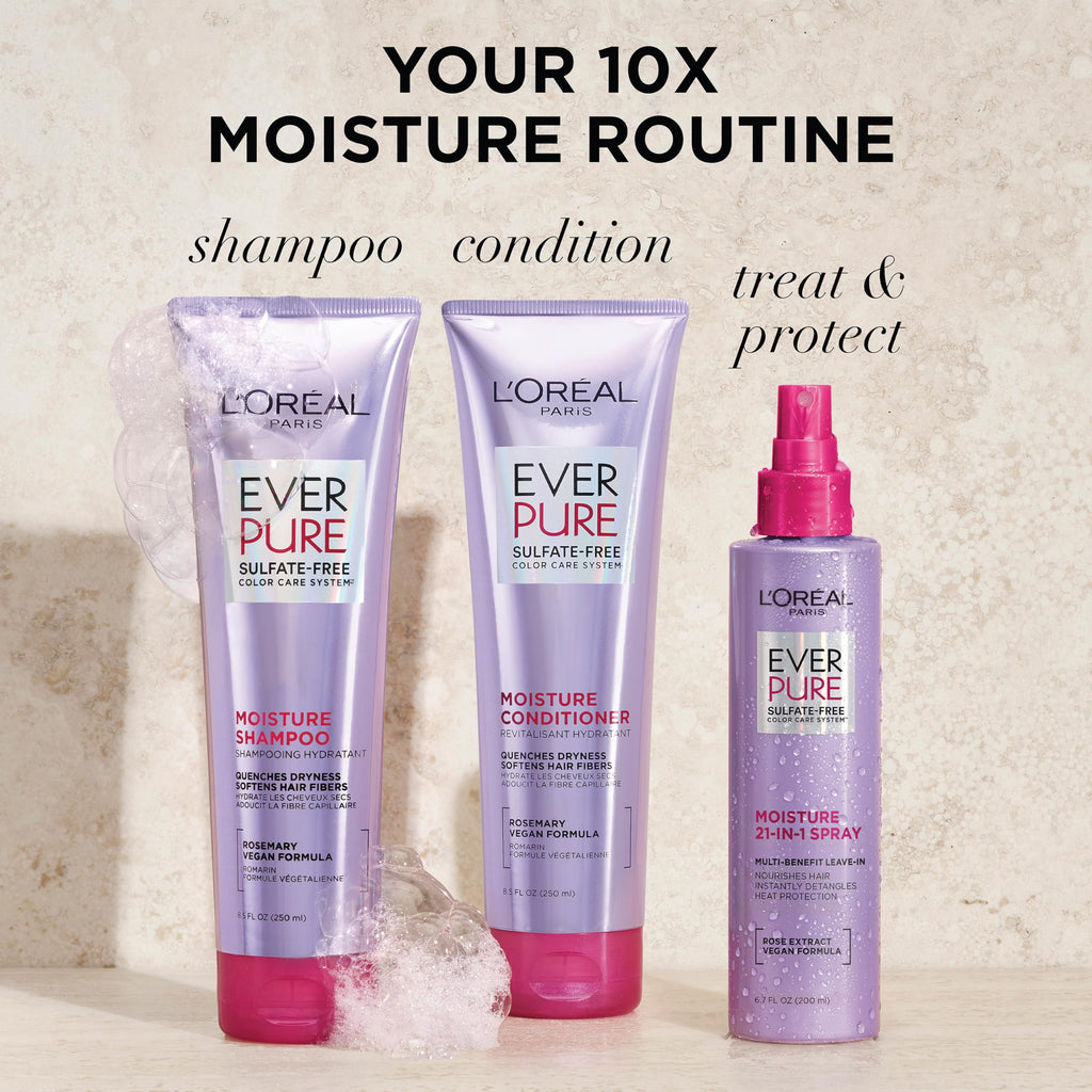 L'Oreal Paris Sulfate Free Moisture 21-in-1 Leave-In Conditioner for Dry Hair, EverPure, 6.7 fl oz - [size:6.7 Fl Oz (Pack of 1)]